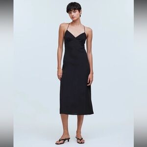 Madewell Layton Midi Slip Dress in black‎ size 12